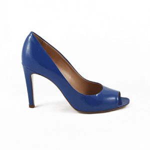 Michela Isaia Patent leather Cobalt Peep Toe Pump