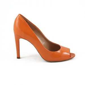 Michela Isaia Patent leather Orange Peep Toe Pump