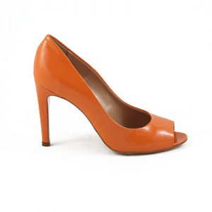 Michela Isaia Patent leather Orange Peep Toe Pump