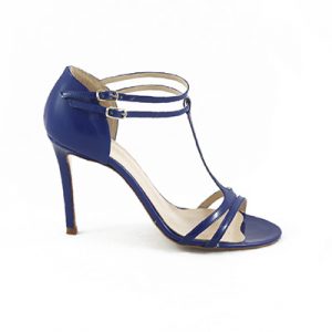 Michela Isaia Patnent Cobalt strappy sandals