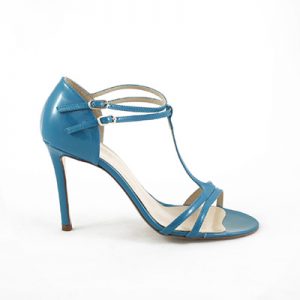 Michela Isaia Patnent blue strappy sandals