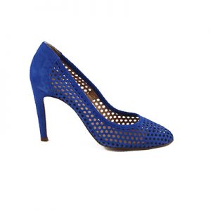 Michela Isaia suede cobalt perforated pump